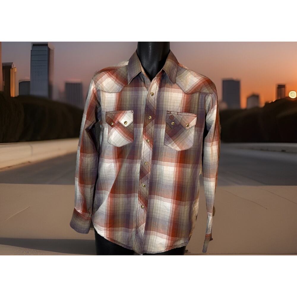 Vintage Men Sz M‎ Wrangler American Cowboys Choose Wrangler Western Pearl Snap